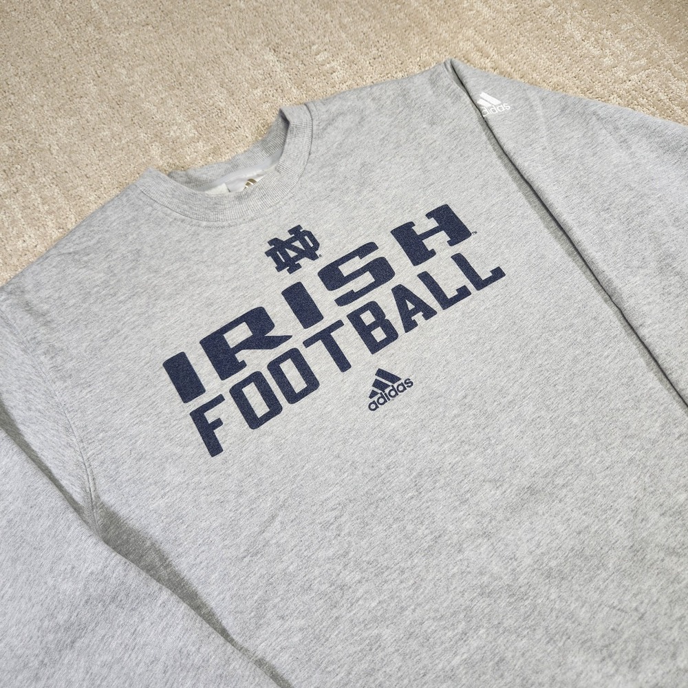 Notre Dame‎ Fighting Irish Sweatshirt Men Medium Adidas Fleece Gray Team Issue